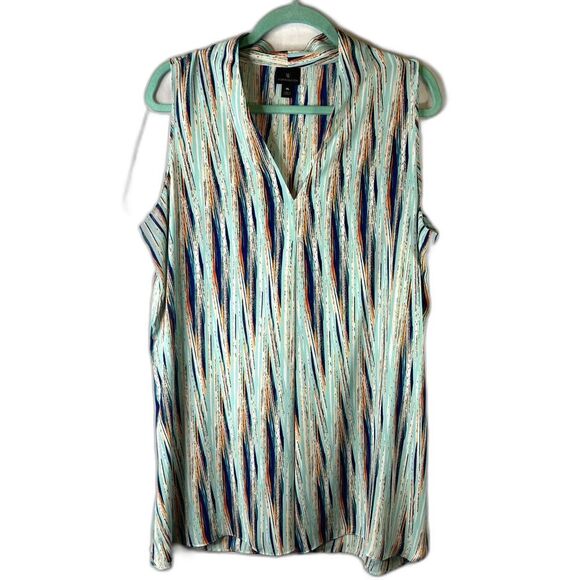 Worthington Colorful Abstract Print Sleeveless Vneck Tank Blouse Size XL - Picture 1 of 8